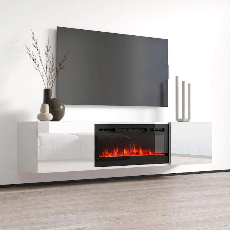 72palcový nástěnný elektrický krb s TV stolkem