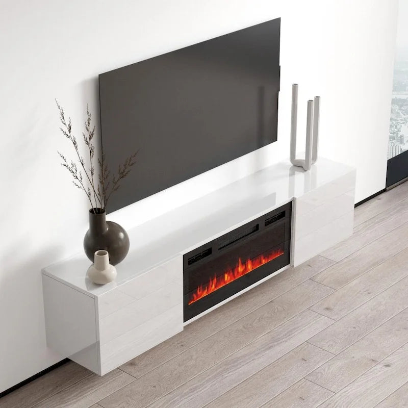 72palcový nástěnný elektrický krb s TV stolkem
