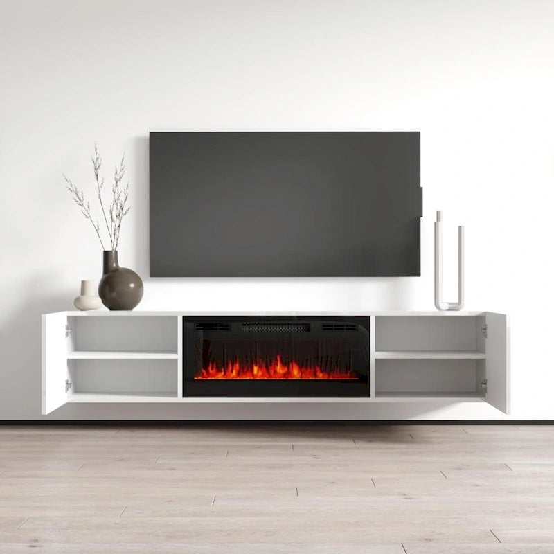 72palcový nástěnný elektrický krb s TV stolkem