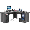 L-Shaped Gaming Desk with Monitor Stand, Drawers & Charging Station