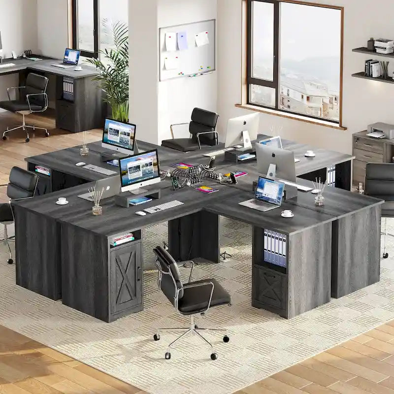 L-Shaped Gaming Desk with Monitor Stand, Drawers & Charging Station