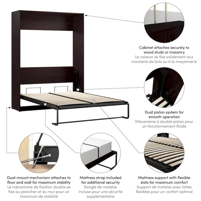 Space-Saving Full Murphy Bed with Cabinet