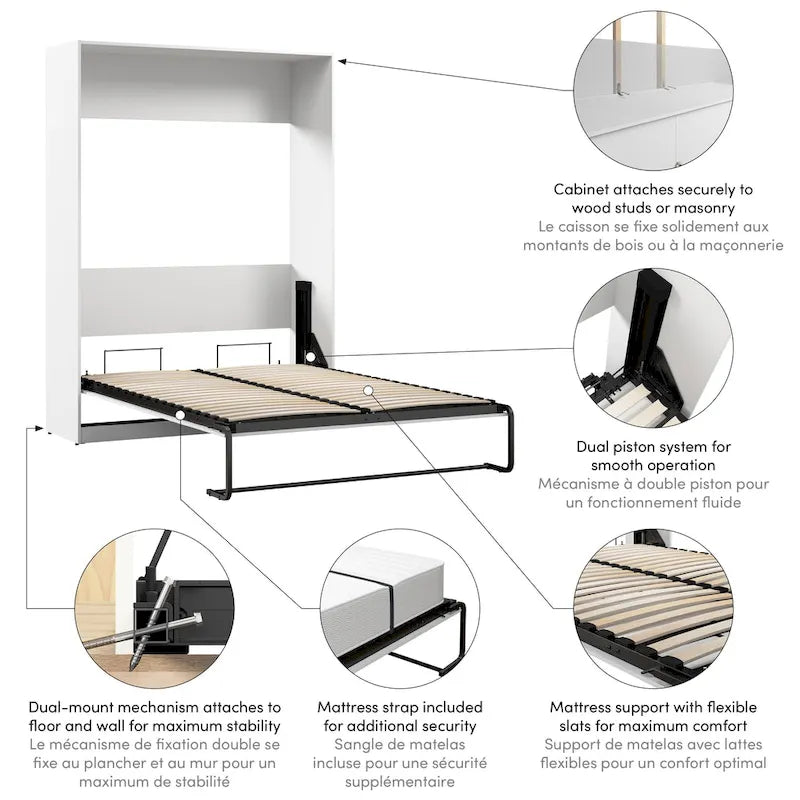 Space-Saving Full Murphy Bed with Cabinet