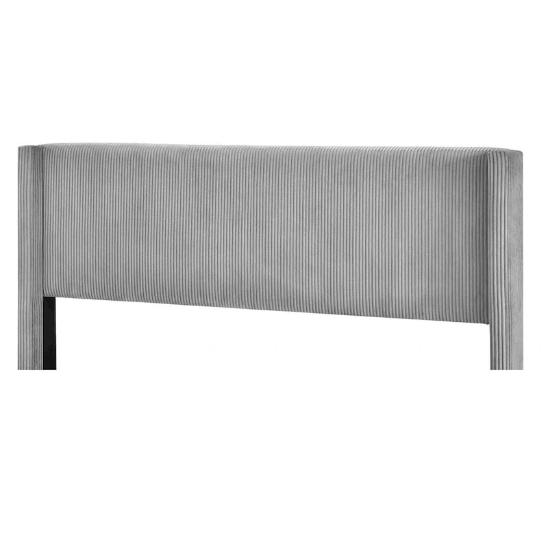 Queen Corduroy Upholstered Platform Bed with Metal Legs