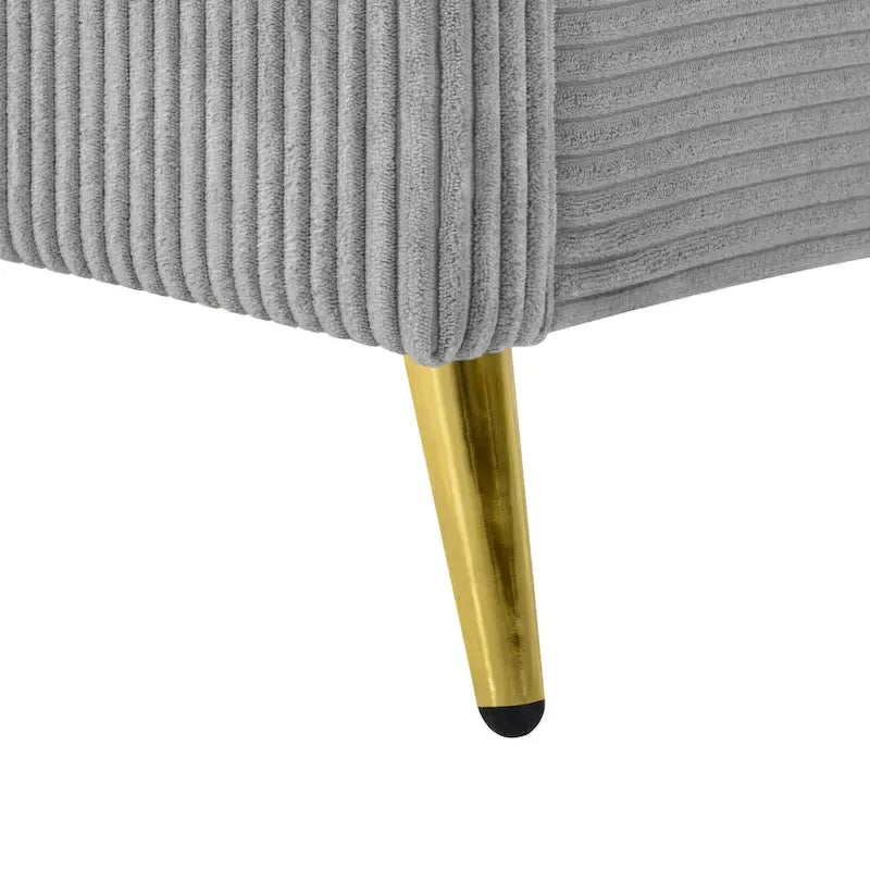 Queen Corduroy Upholstered Platform Bed with Metal Legs