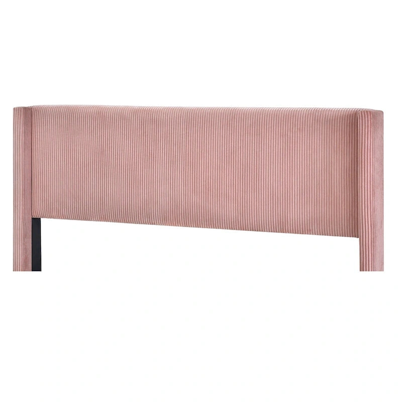 Queen Corduroy Upholstered Platform Bed with Metal Legs