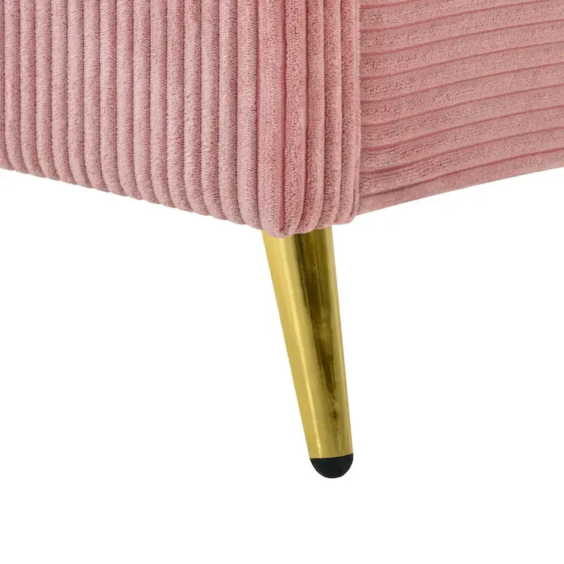 Queen Corduroy Upholstered Platform Bed with Metal Legs