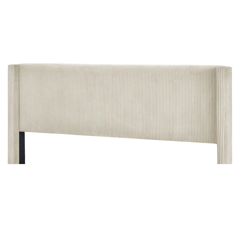 Queen Corduroy Upholstered Platform Bed with Metal Legs