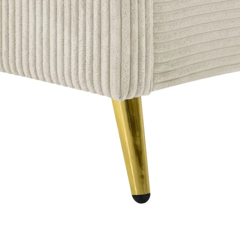 Queen Corduroy Upholstered Platform Bed with Metal Legs