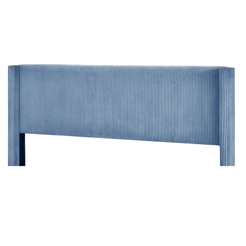 Queen Corduroy Upholstered Platform Bed with Metal Legs