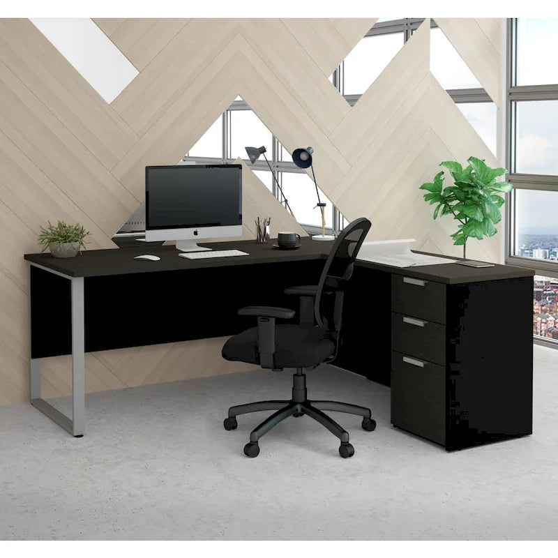 Bureau de bureau en L avec rangement