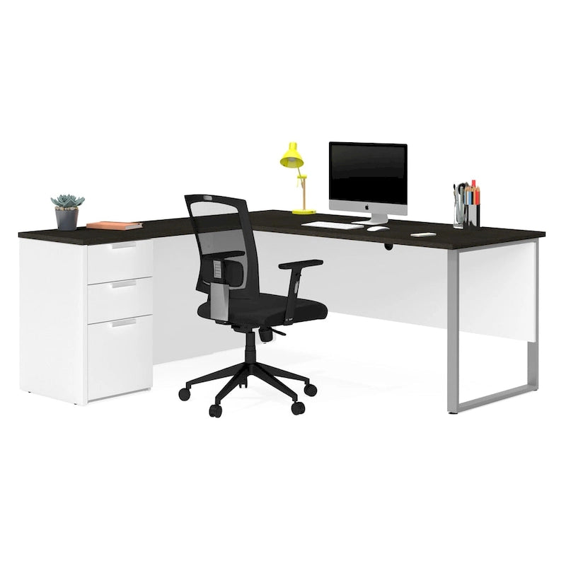 L-Shaped Office Desk with Storage