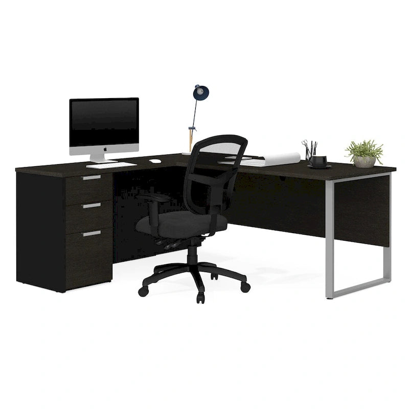 Bureau de bureau en L avec rangement