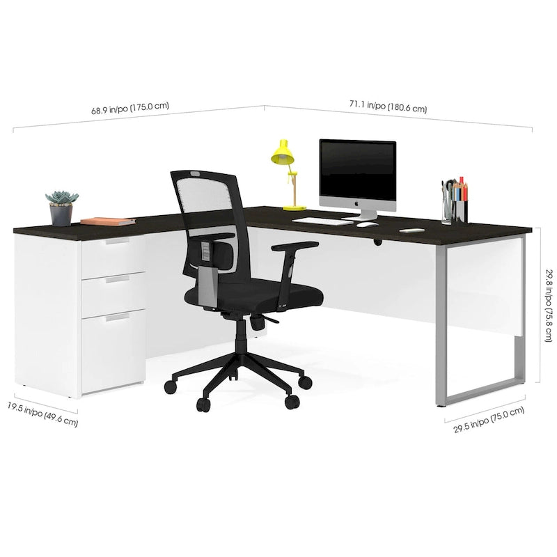Bureau de bureau en L avec rangement