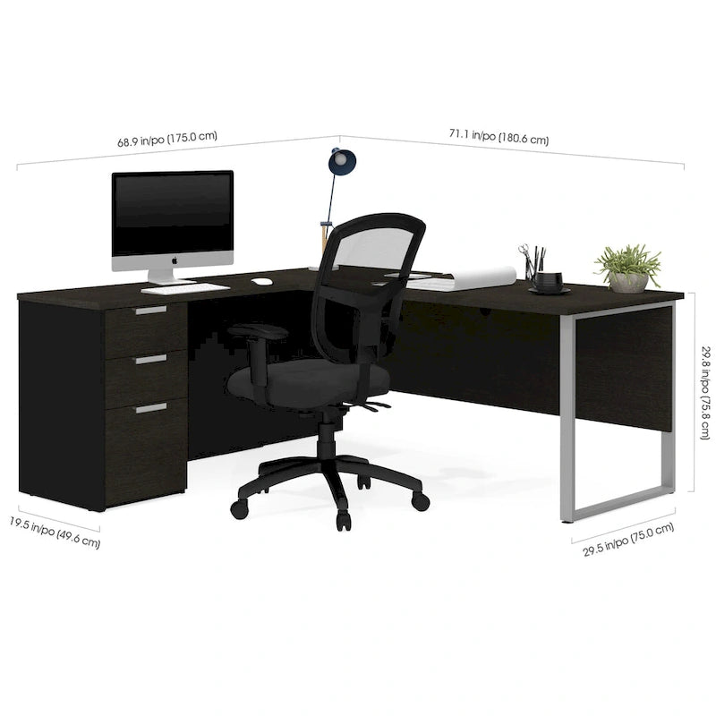 Bureau de bureau en L avec rangement