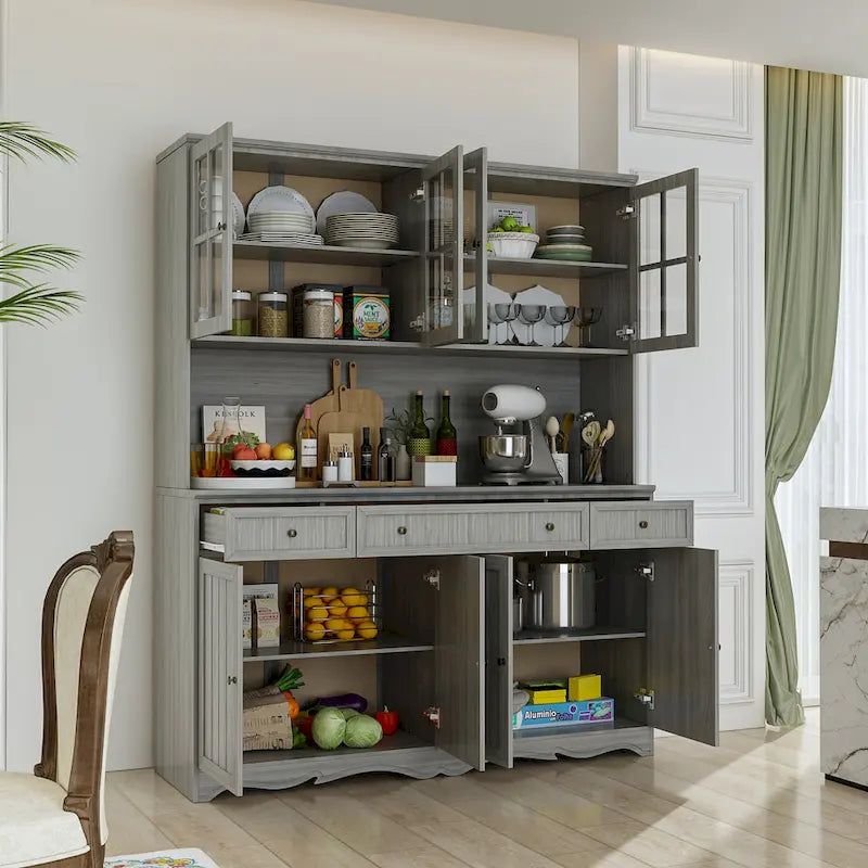 Storage Cabinet Buffet Hutch Storage Pantry Cabinet Display Sideboard