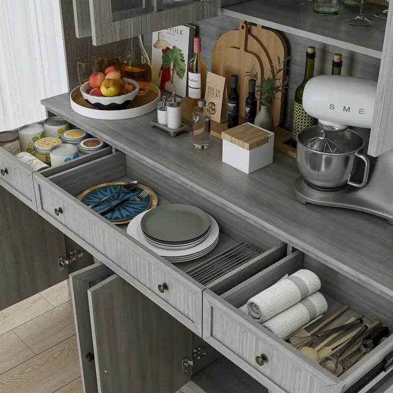 Storage Cabinet Buffet Hutch Storage Pantry Cabinet Display Sideboard