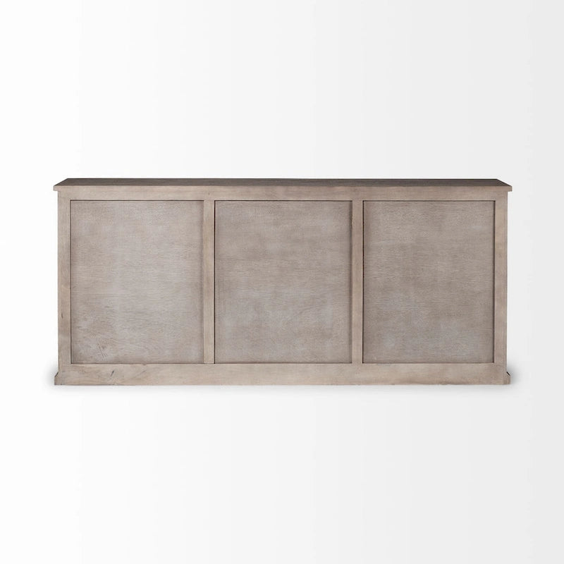 Sideboard aus massivem Mangoholz in Naturbraun mit 3 Schubladen und 6 Türen - 81.5W x 18.5D x 36H