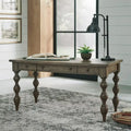 Dusty Taupe Turned Leg Writing Desk with 3 Drawers