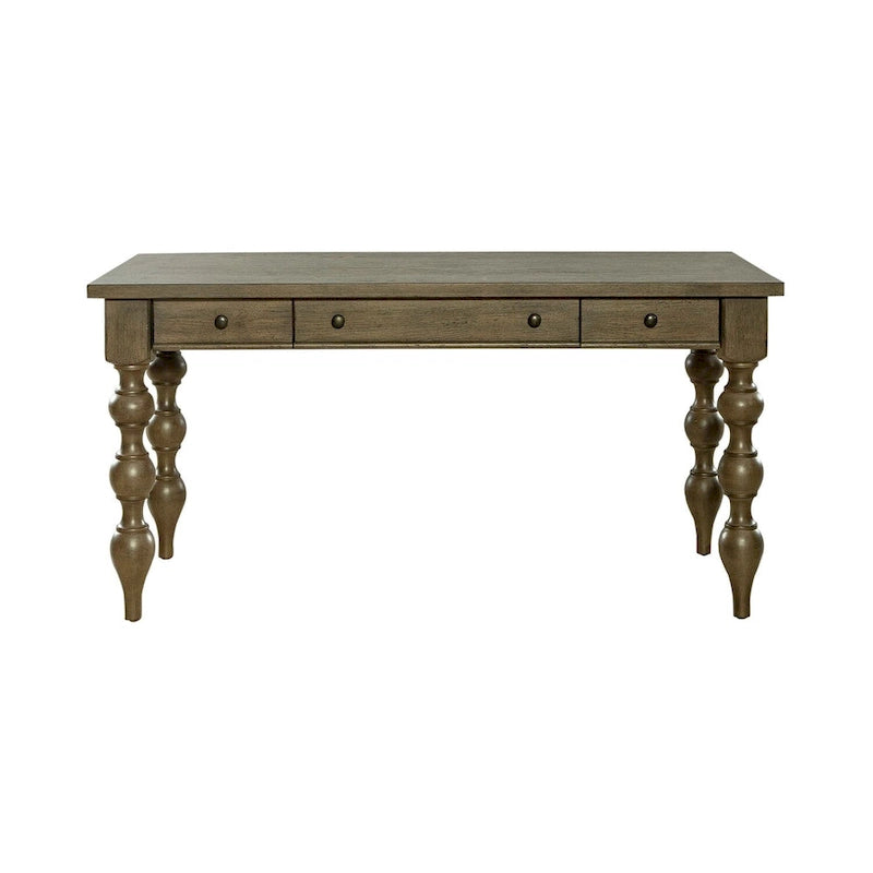 Dusty Taupe Turned Leg Writing Desk with 3 Drawers