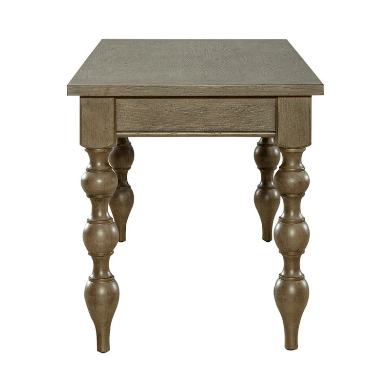 Dusty Taupe Turned Leg Writing Desk with 3 Drawers