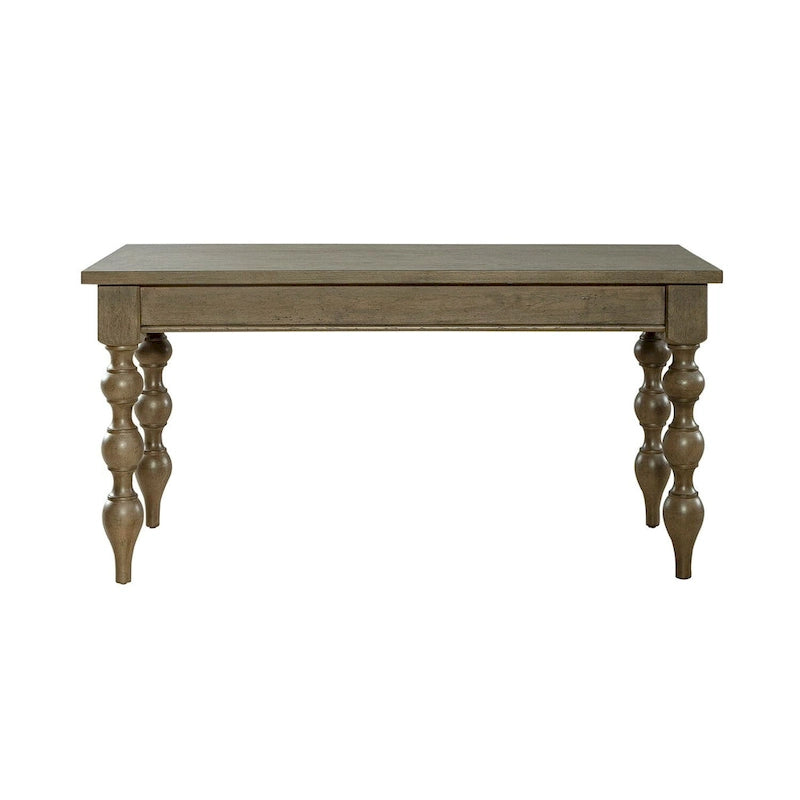 Dusty Taupe Turned Leg Writing Desk with 3 Drawers
