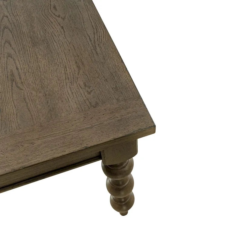 Dusty Taupe Turned Leg Writing Desk with 3 Drawers
