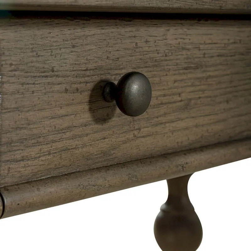 Dusty Taupe Turned Leg Writing Desk with 3 Drawers
