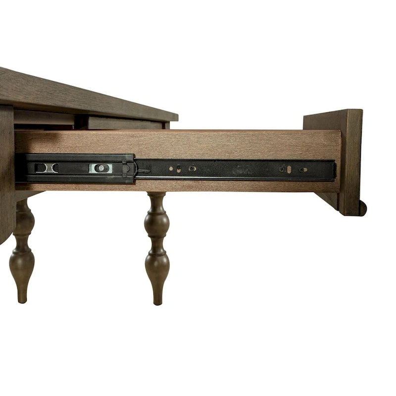 Dusty Taupe Turned Leg Writing Desk with 3 Drawers