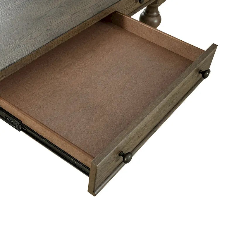 Dusty Taupe Turned Leg Writing Desk with 3 Drawers