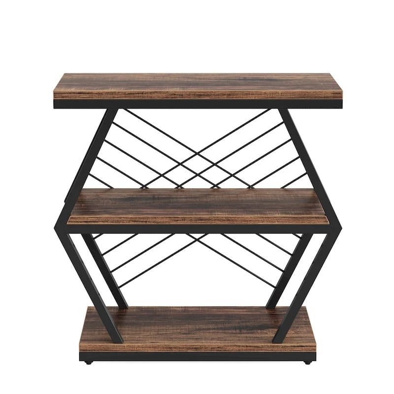 3-Tier Rectangular Side Table with Metal Frame