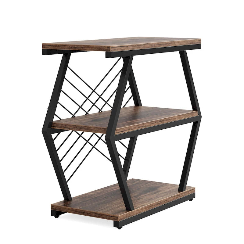3-Tier Rectangular Side Table with Metal Frame