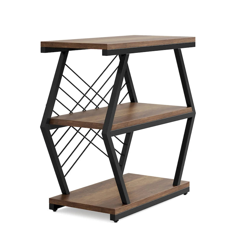 3-Tier Rectangular Side Table with Metal Frame