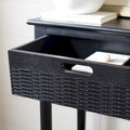 Two-Drawer Console Table with Basket Drawers and Open Shelf