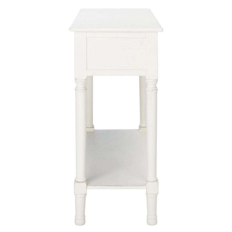 Two-Drawer Console Table with Basket Drawers and Open Shelf