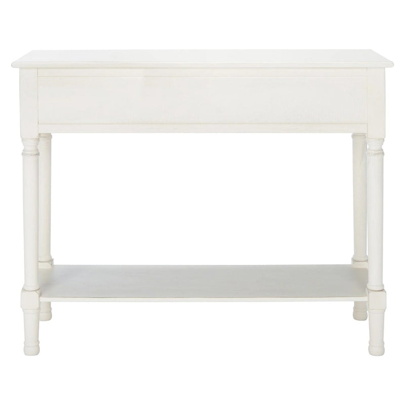 Two-Drawer Console Table with Basket Drawers and Open Shelf