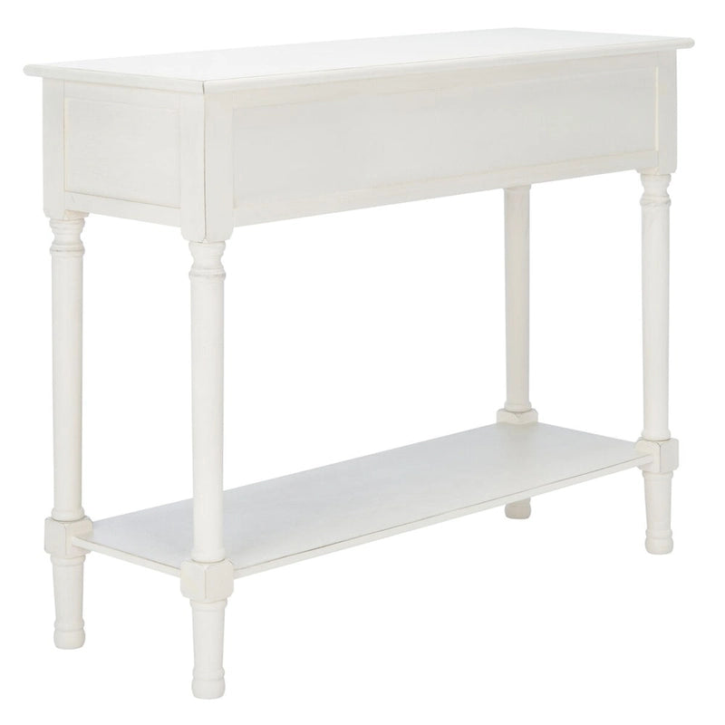 Two-Drawer Console Table with Basket Drawers and Open Shelf