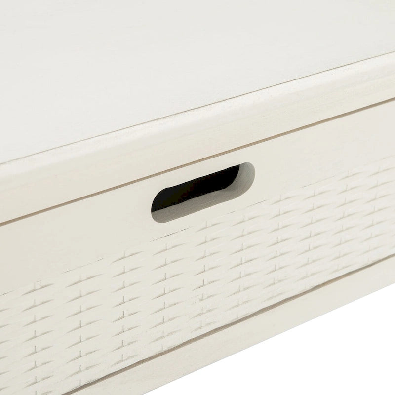 Two-Drawer Console Table with Basket Drawers and Open Shelf