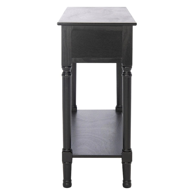 Two-Drawer Console Table with Basket Drawers and Open Shelf