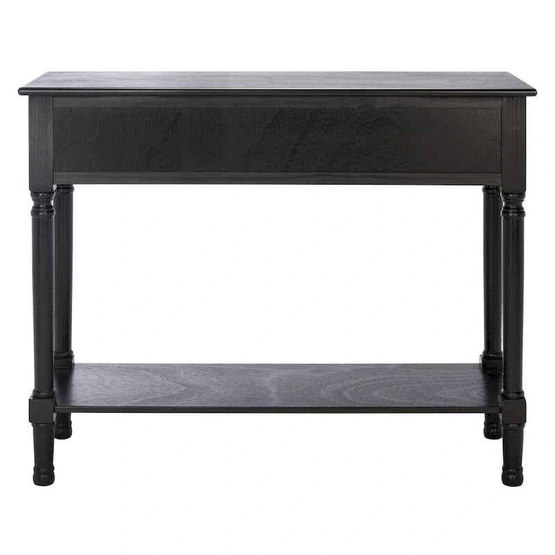 Two-Drawer Console Table with Basket Drawers and Open Shelf