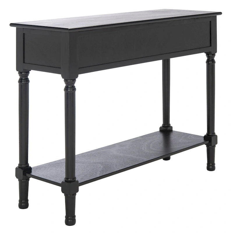 Two-Drawer Console Table with Basket Drawers and Open Shelf
