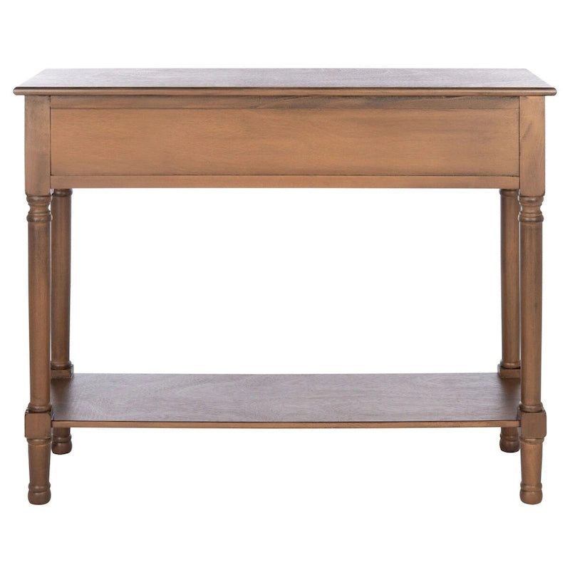 Two-Drawer Console Table with Basket Drawers and Open Shelf
