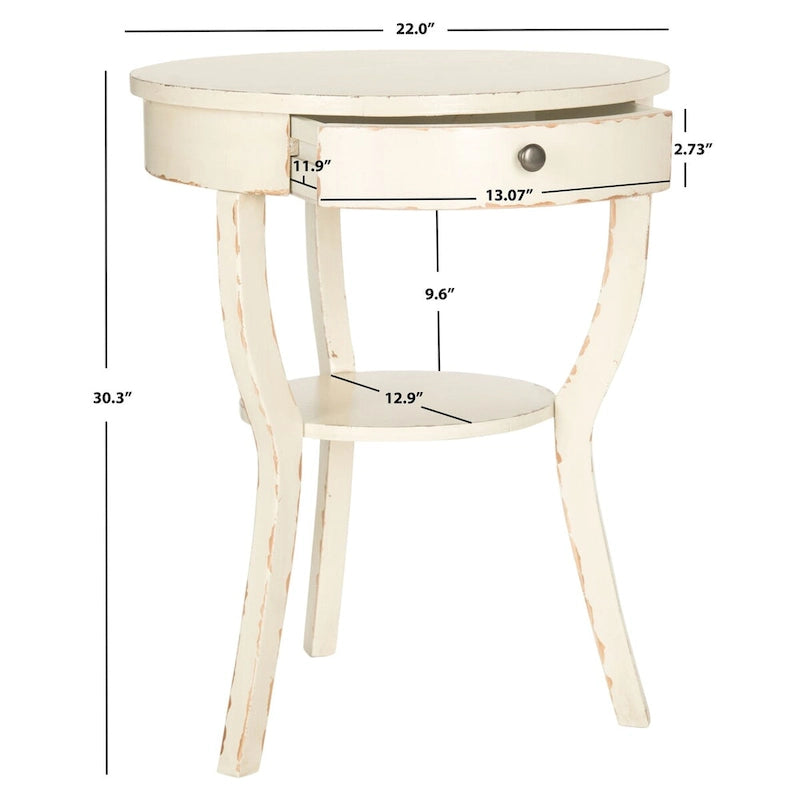 French Country End Table with Drawer, 22 x 22 x 30.3 in