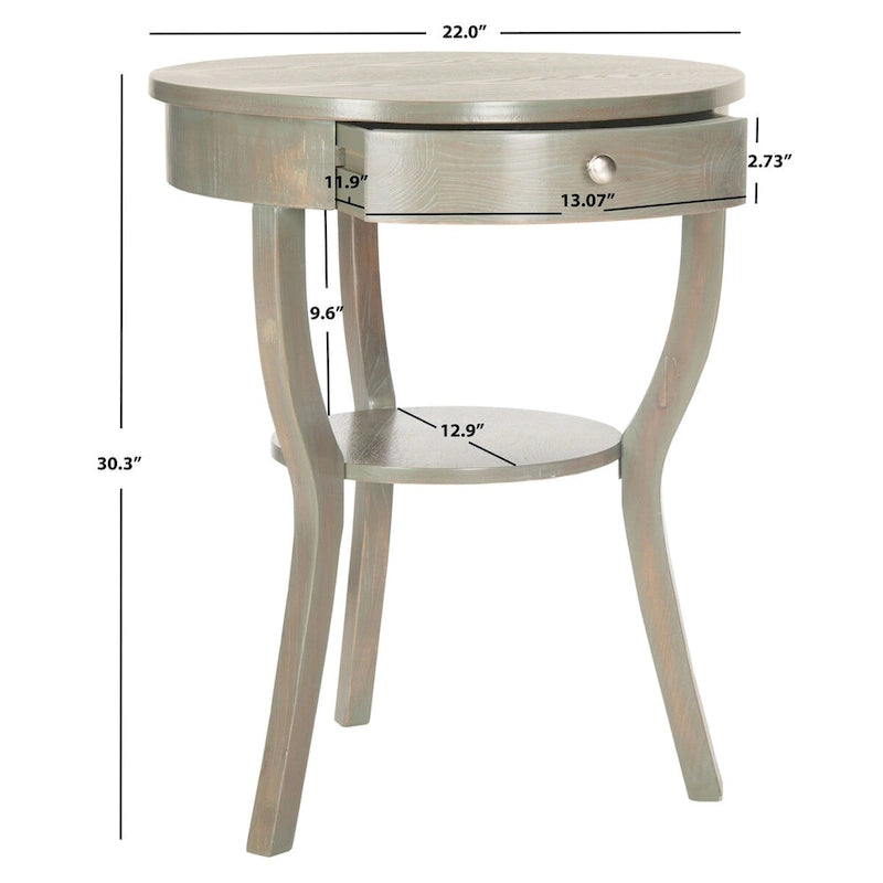 French Country End Table with Drawer, 22 x 22 x 30.3 in