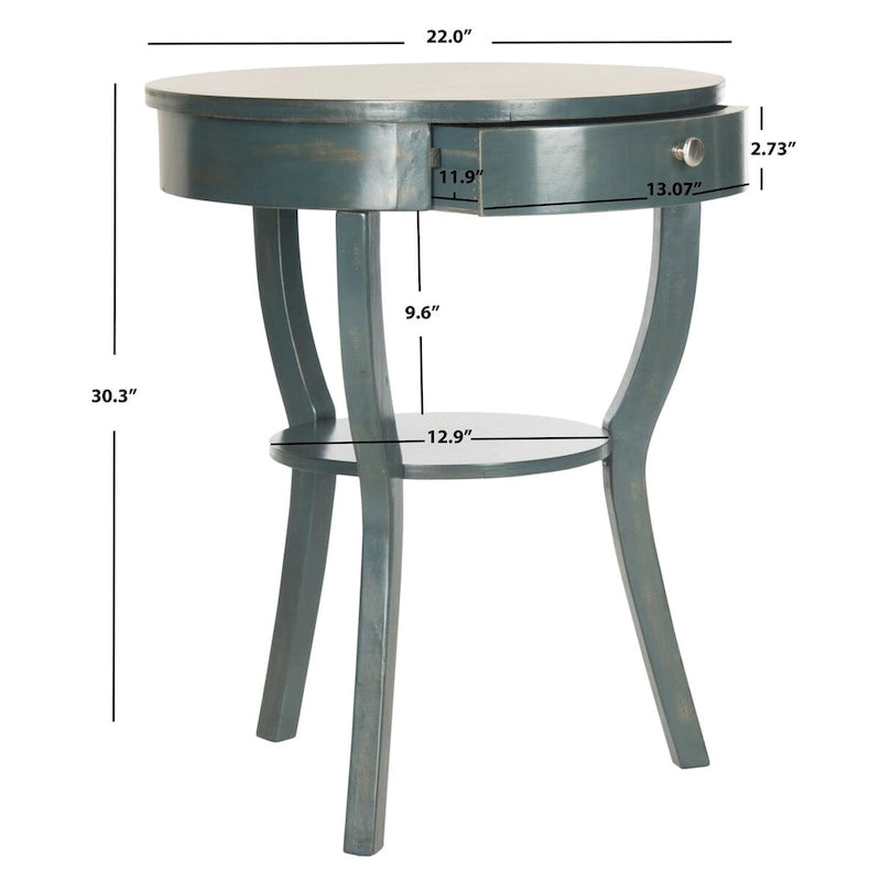 French Country End Table with Drawer, 22 x 22 x 30.3 in