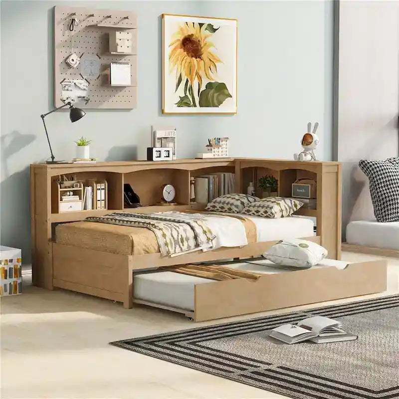 Twin Daybed with Trundle, Storage Cabinets and USB Charging Ports