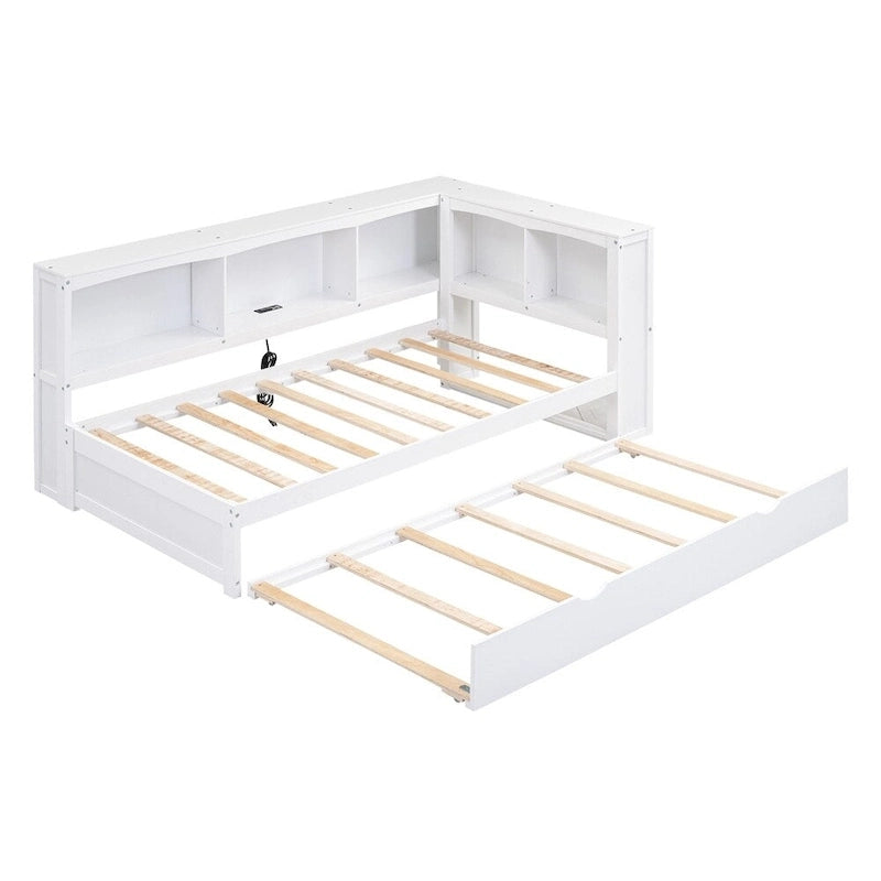 Twin Daybed with Trundle, Storage Cabinets and USB Charging Ports
