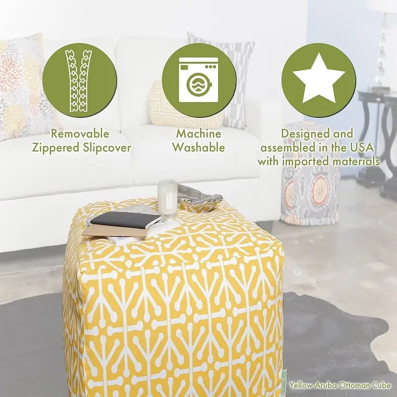 Coral Indoor/Outdoor Ottoman Pouf Cube