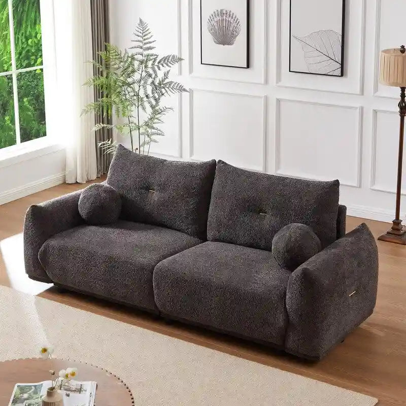 90-Inch Upholstered Sofa with Cushions and Pillows