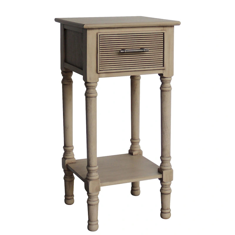 French Country End Table with Drawer and Shelf